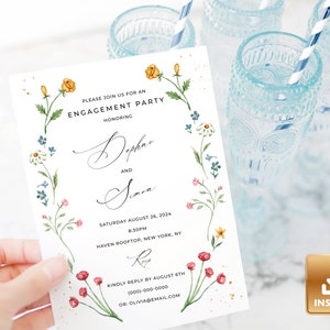 IONA - Wildflower Engagement Party Invitation, Spring Engagement Invitation Template, INSTANT Download, Summer Engagement Invitation