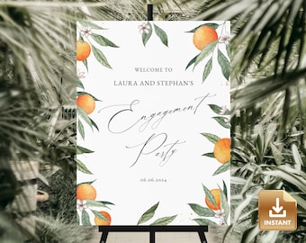 Citrus Engagement Party Welcome Sign Template, Instant Download Engagement Sign, Editable Welcome Board, Printable Party Poster - CLEMMIE