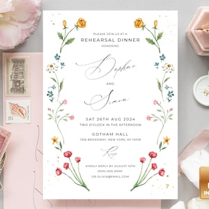 Wildflower Wedding Rehearsal Dinner Invitation: Editable Spring Floral (Digital Download)
