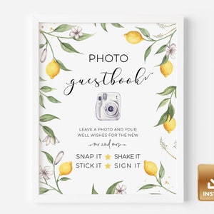 Printable Lemon Wedding Photo Guestbook Sign, Italian Wedding Photo Booth Sign Template, Photobooth Template Citrus Wedding, Do It Yourself