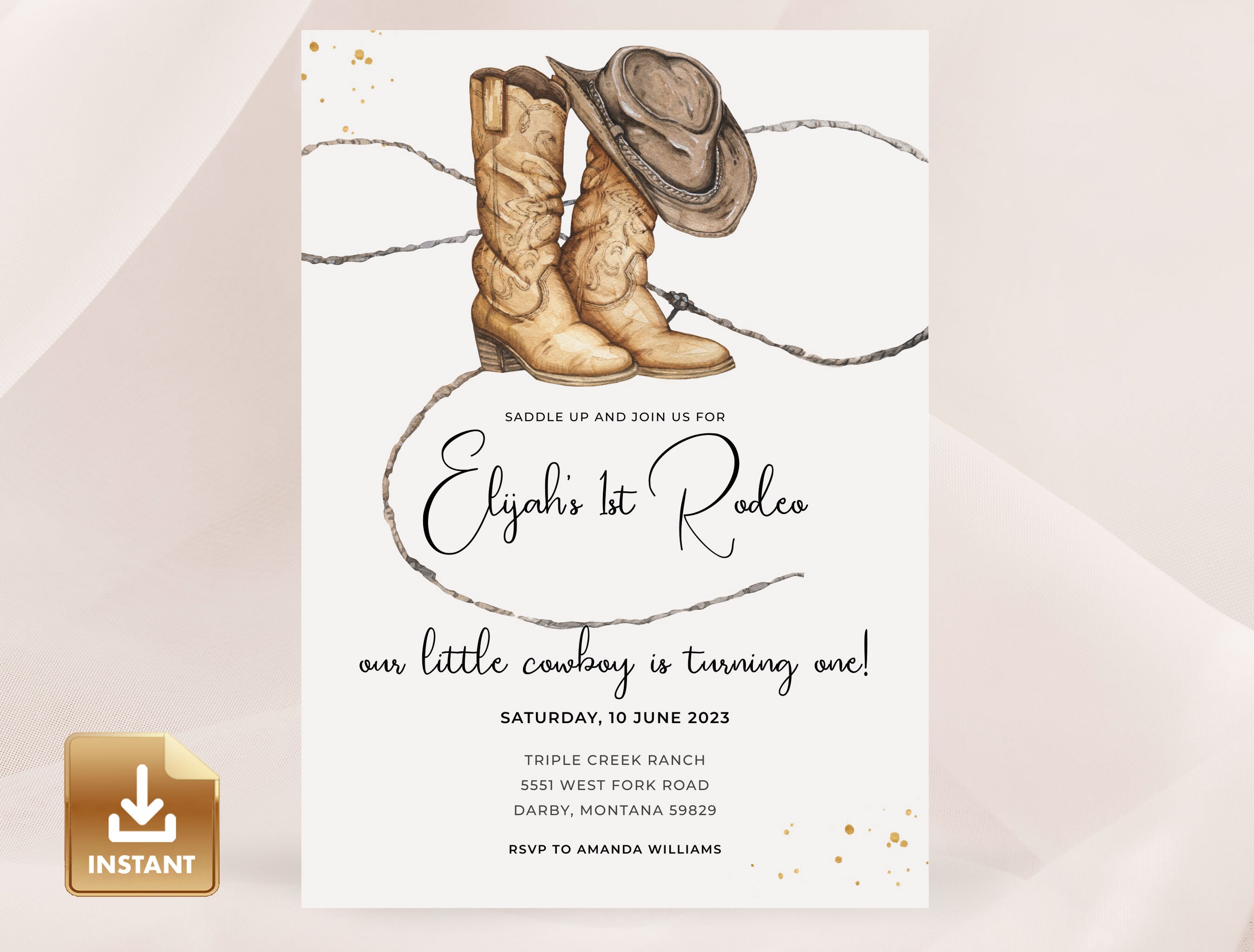 First Rodeo Birthday Invitation Template Our Little Cowboy is - Etsy UK