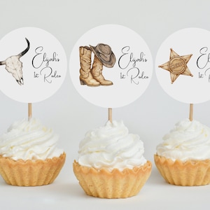 1st Rodeo Cupcake Topper Template, Cowboy Birthday Party, Printable Editable Cupcake Topper, Western Cupcake Decor, Wild West 1st Birthday