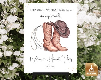 This Ain't My 1st Rodeo, 2nd Rodeo Birthday Welcome Sign Template, Western Editable Sign, Cowboy Birthday Party, Birthday Party Welcome Sign