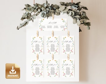 Wildflower Wedding Seating Chart: Floral Table Cards (Digital Download)
