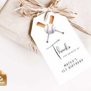 Baseball Birthday Thank You Card, Baseball Gift Tag Template, Printable Birthday Thank You Card, Rookie of the Year Baseball Party