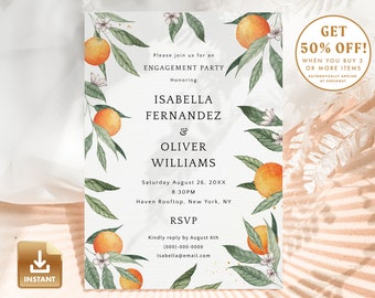 Oranges Engagement Party Invitation: Summer Citrus Theme (Digital Download)
