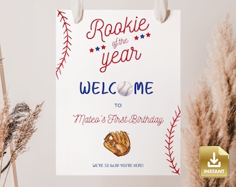 Rookie of The Year Welcome Sign: Baseball Birthday Poster (Digital Download)