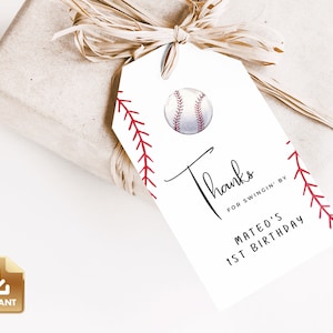 Baseball Gift Tag Template, Baseball Birthday Thank You Card, Printable Birthday Thank You Card, Rookie of the Year Baseball Birthday Party