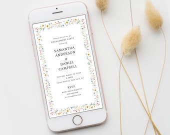 Wildblumen Einladung zur Verlobungsfeier: Sommer Floral Evite (Digitaler Download)