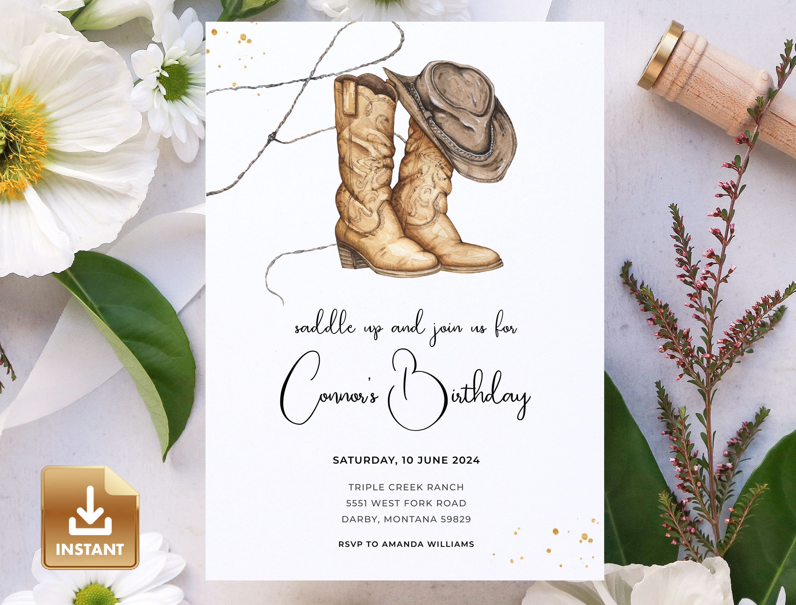 Western Birthday Party Invitation Editable Template INSTANT - Etsy UK