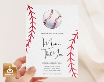 Baseball Birthday Invitation, Third Birthday Invitation Template, Baseball 3rd Birthday Party, Boy Birthday Invite, Baseball Party Invite