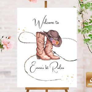 1st Rodeo Birthday Welcome Sign Template, First Birthday Party Welcome Sign, Western Editable Sign, Cowgirl Birthday Party, Instant Download