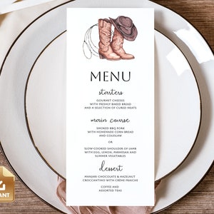 First Rodeo Birthday Party Menu Template, Western Birthday Menu Card, 1st Rodeo Birthday Menu, Cowboy Birthday Menu, Ranch Birthday Menu