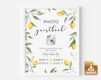 Citrus Baby Photo Guestbook Template, Lemon Guest Book Baby Shower Sign, Summer Baby Shower Sign, Printable Baby Shower Photo Booth - CAPRI