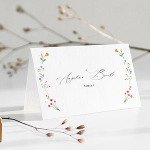 IONA - Wildflower Wedding Place Cards, Printable Table Name Card, Wildflower Name Card, Spring Wedding Place Name Cards, Instant Download