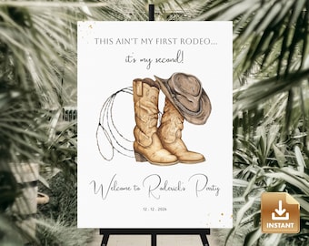 This Ain't My 1st Rodeo, 2nd Rodeo Birthday Welcome Sign Template, Birthday Party Welcome Sign, Western Editable Sign, Cowboy Birthday Party