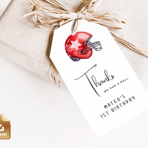 Rookie Of The Year Thank You Card, Printable Thank You Card Template, Football Birthday Thank You Cards, Sports Birthday Party, Favor Tag