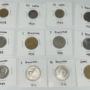 Greek Coins, 12 Coin Lot, Greece Coins, Pre-EU Coins, Great Condition