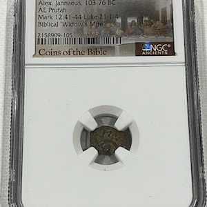 Widows Mite 103-76 BC, Bible Coin, Judea Coin, Biblical Widows Mite, NGC Certified