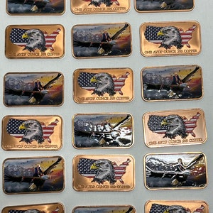Trump Copper Bar Colorized, 1 Oz AVDP, Eagle Bomber Trump 1 Oz Bar, USA