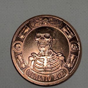 Memento Mori Copper Round, Skeleton Design, 1 Oz AVDP, USA,