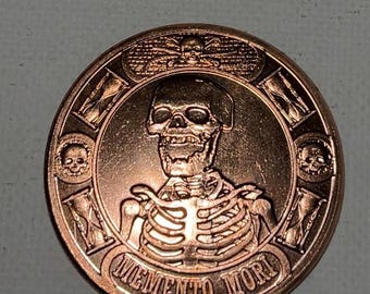 Memento Mori Kopparrunda, Skelettdesign, 1 Oz AVDP, USA,