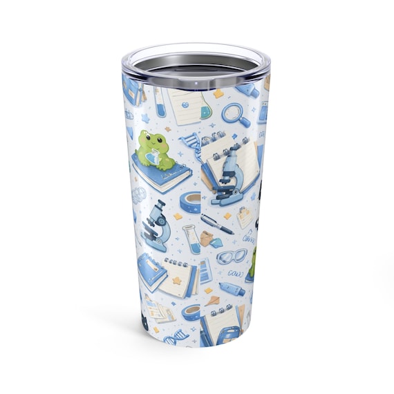 Science Tumbler 20oz | Frog, Microscope Pattern