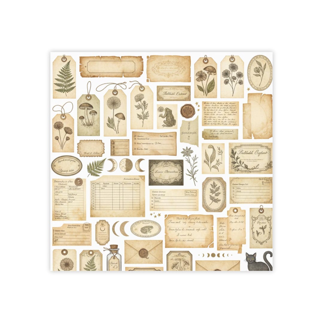 Vintage Botanical Labels Post-it Note Pads | Herbarium Sticky Notes ...