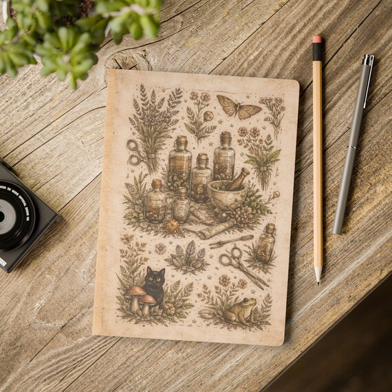 Herbal Apothecary Illustration Journal | Botanical Witchcraft Notebook