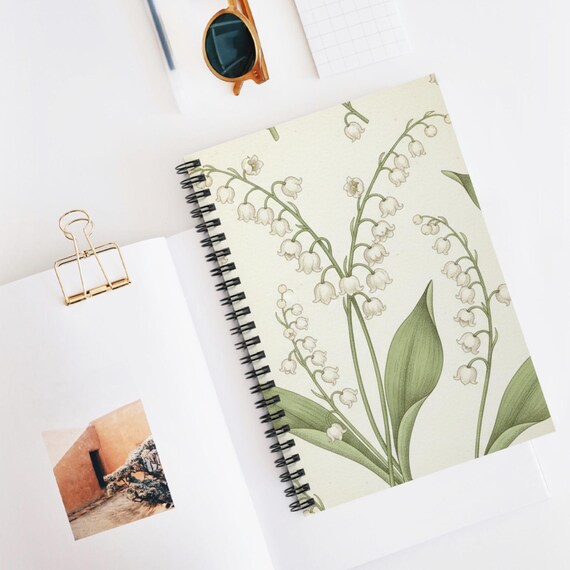 Lily of the Valley Spiral Notebook | Floral Ruled Journal