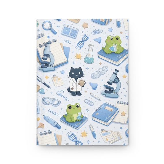 Science Hardcover Journal | Frog & Cat Pattern, Lined Pages