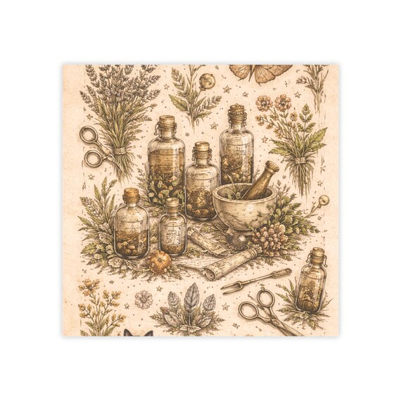 Herbal Apothecary Illustration Post-it Note Pads | Vintage Botanical Sketches