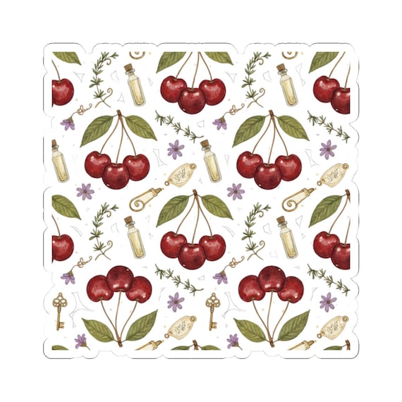 Vintage Cherry Sticker, Kawaii Vinyl Decal