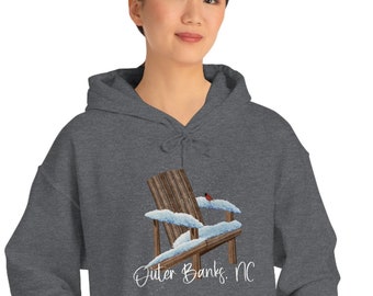 Snow at the Beach, Outer Banks Style - Hoodie - Sweatshirt - Adirondack Chair