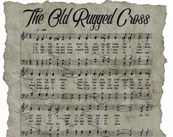 Digital File - Christian Hymn Sheet Music - The Old Rugged Cross - JPG - Instant Download