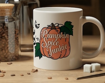 Pumpkin Spice Junkie - Mug - Halloween - Fall - Autumn - Coffee Mug - Hot Chocolate Mug