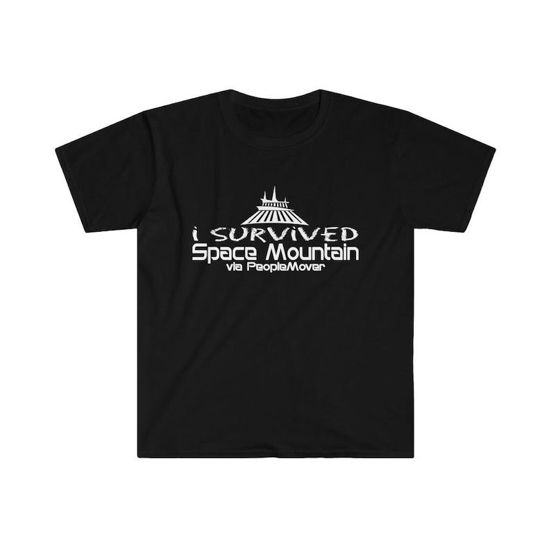 I Survived Space Mountain via PeopleMover TShirt Cotton Soft Black
