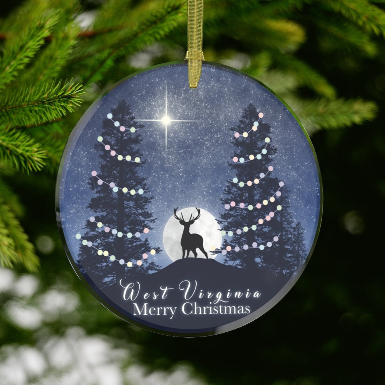 A West Virginia Christmas Glass Ornament Etsy