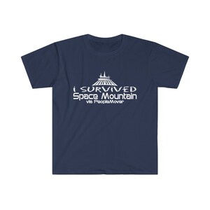 I Survived Space Mountain via PeopleMover TShirt Cotton Soft Navy