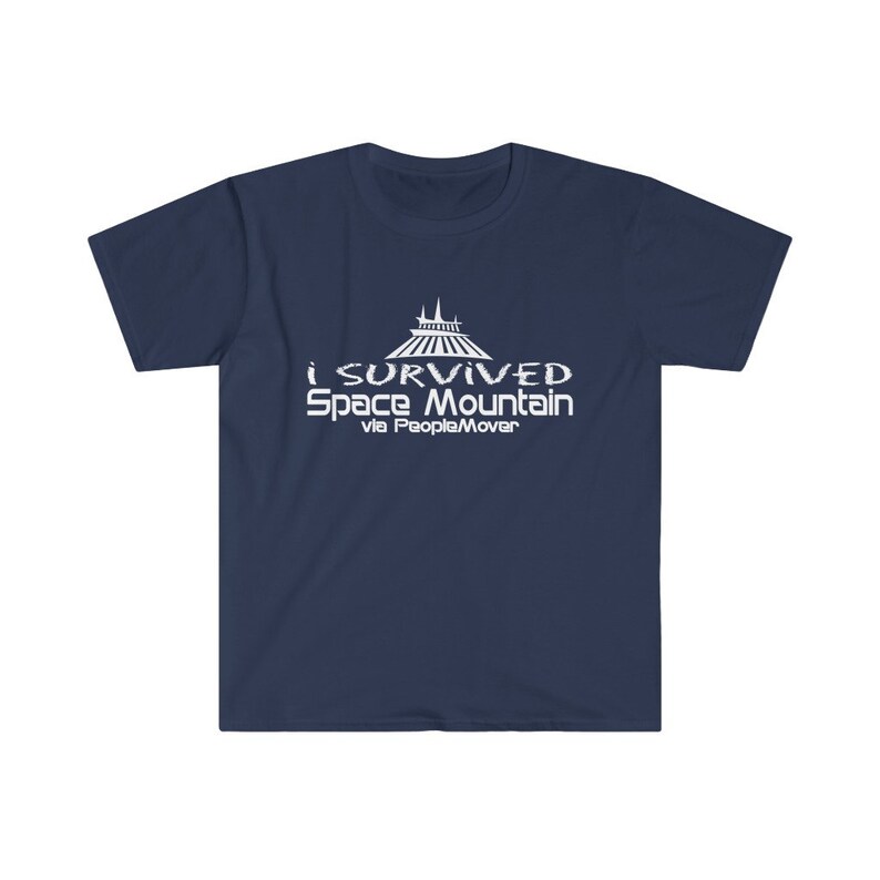 I Survived Space Mountain via PeopleMover TShirt Cotton Soft Navy