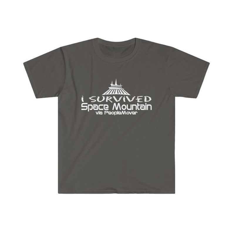 I Survived Space Mountain via PeopleMover TShirt Cotton Soft Charcoal