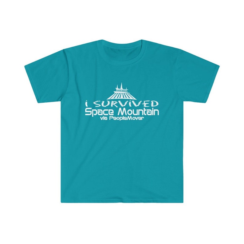 I Survived Space Mountain via PeopleMover TShirt Cotton Soft Tropical Blue