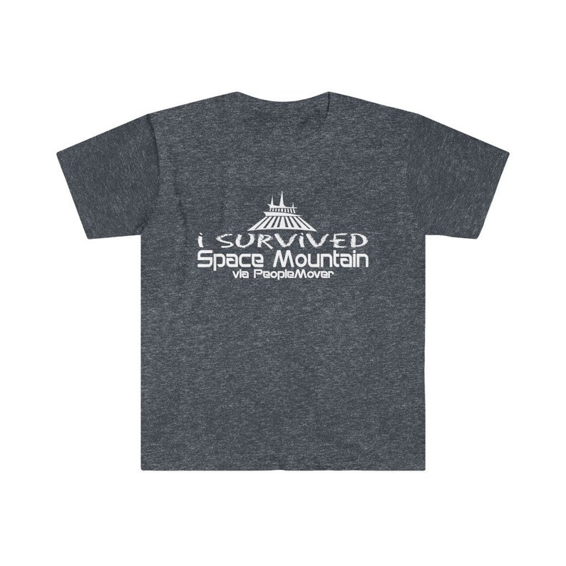 I Survived Space Mountain via PeopleMover TShirt Cotton Soft Heather Navy