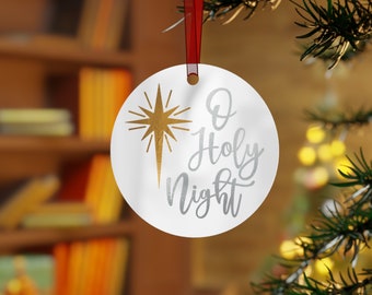 Metallic Christmas Tree Ornaments - Three Shapes - O Holy Night