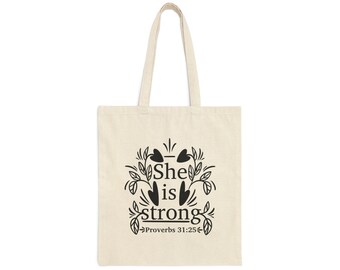 100% Cotton Canvas Tote Bag with Inspirational Biblical Verses, Durable Everyday Shopper Bag, Eco-friendly Scripture Tote