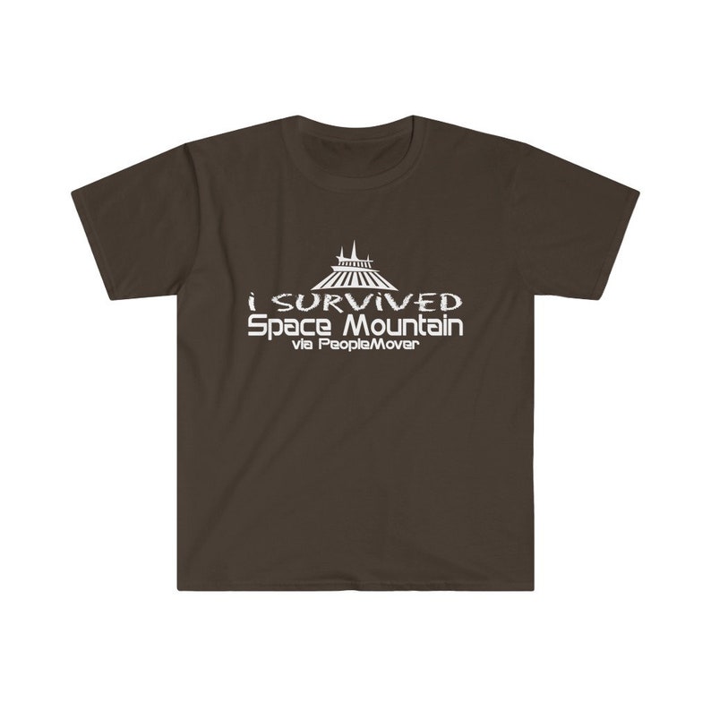 I Survived Space Mountain via PeopleMover TShirt Cotton Soft Dark Chocolate