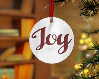 Metallic Christmas Tree Ornaments - Three Shapes - Joy