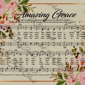 Digital File - Christian Hymn Sheet Music - Amazing Grace - JPG - Instant Download