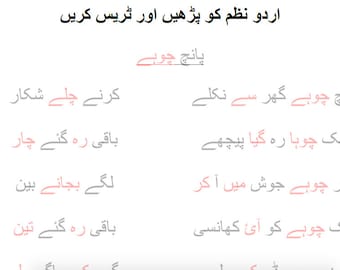 urdu worksheet etsy
