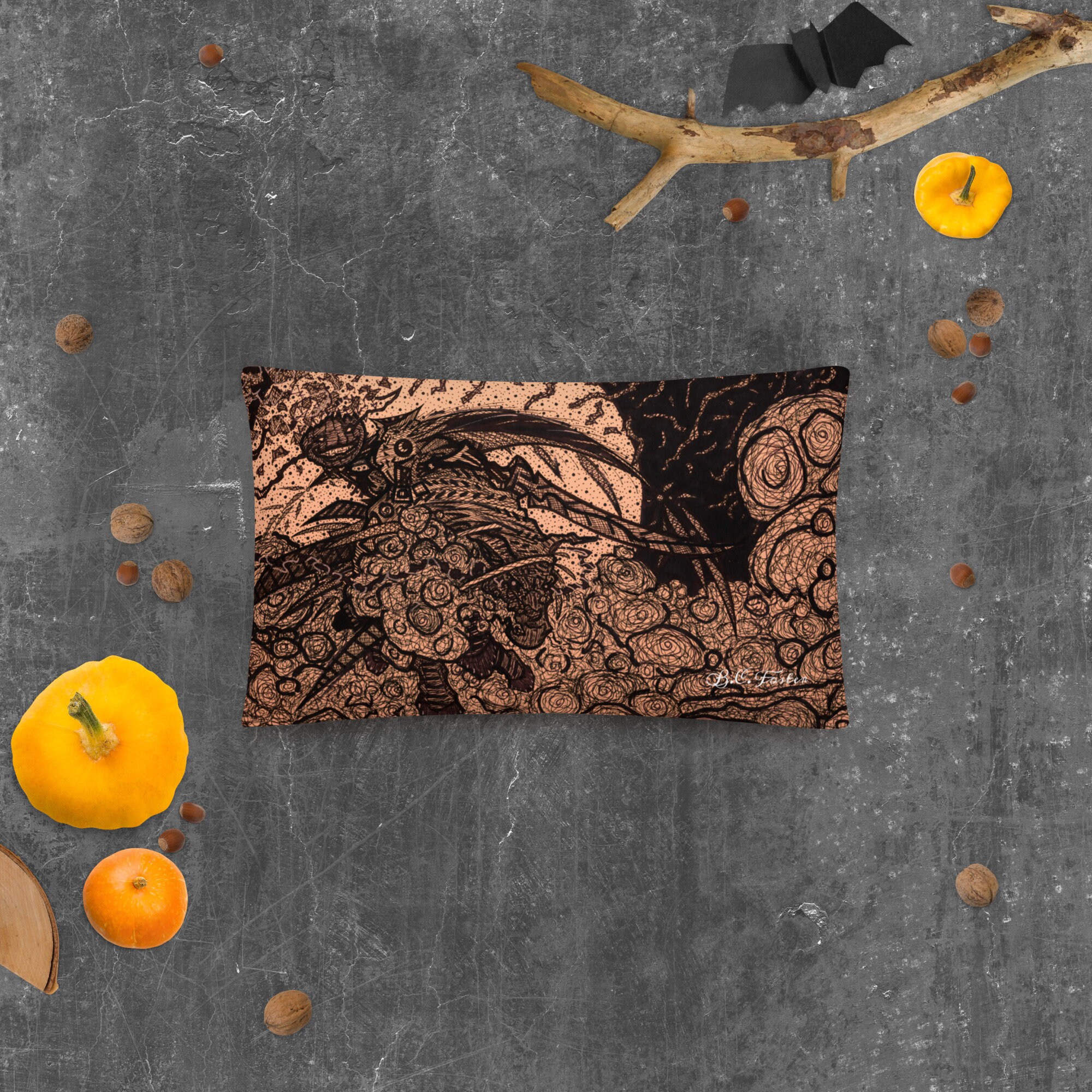 Accent Pillow Headless Horseman Original Art by B.C. Foster Etsy